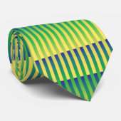 Groen Geel Blauw Gestreept Patroon Stropdas (Opgerold)