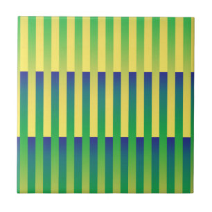 Groen Geel Blauw Gestreept Patroon Tegeltje