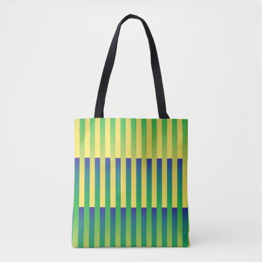 Groen Geel Blauw Gestreept Patroon Tote Bag (Voorkant)
