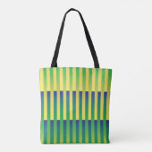 Groen Geel Blauw Gestreept Patroon Tote Bag (Achterkant)