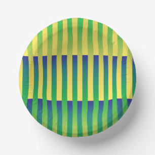 Groen Geel Blauw Gestreepte Patroon Papieren Kommen