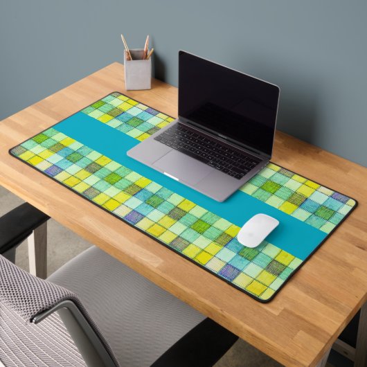 Groen geel blauw gingham bureau mat (Kantoor 2)