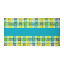 Groen geel blauw gingham bureau mat