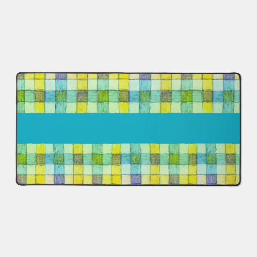Groen geel blauw gingham bureau mat (Voorkant)