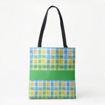 Groen geel blauw gingham Canvas tas