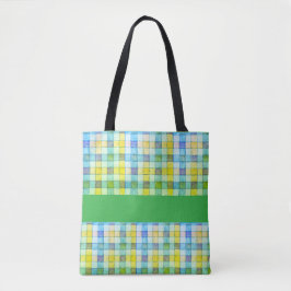 Groen geel blauw gingham Canvas tas