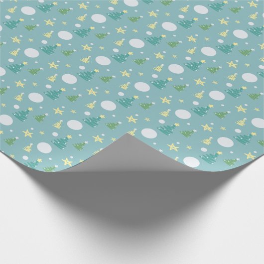 Groen Geel Blauw Kerstbomen Cadeaupapier (Hoek)