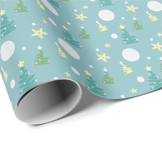 Groen Geel Blauw Kerstbomen Cadeaupapier (Rol Hoek)