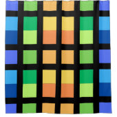 Groen Geel Blauw Minimale Vierkantjes Douchegordijn (Voorkant)