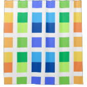 Groen Geel Blauw Minimale Vierkantjes Douchegordijn (Voorkant)