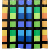 Groen Geel Blauw Minimale Vierkantjes Douchegordijn (Voorkant)