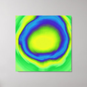 Groen geel blauw spiraalvormig abstract acrylschil canvas afdruk