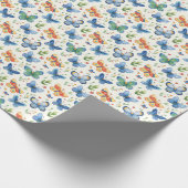 Groen Geel Blauw Vlinders en Bloemen Cadeaupapier (Hoek)