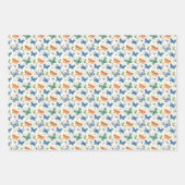 Groen Geel Blauw Vlinders en Bloemen Inpakpapier Vel (Voorkant 3)