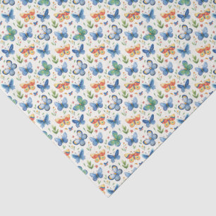 Groen Geel Blauw Vlinders en Bloemen Tissuepapier