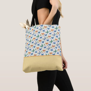 Groen Geel Blauwe Vlinders Bloemen Kleurblok Tote Bag