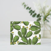 Groen Geel Bloemen Cactus Patroon Briefkaart (Staand voorkant)