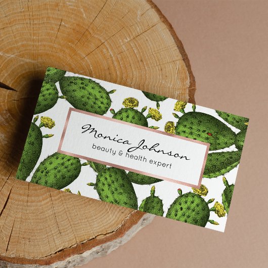  Groen Geel Bloemen Cactus Patroon Visitekaartje