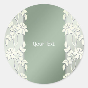 Groen Geel Bloemen Classic Ronde Sticker