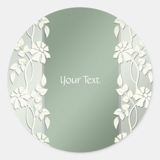 Groen Geel Bloemen Classic Ronde Sticker (Voorkant)