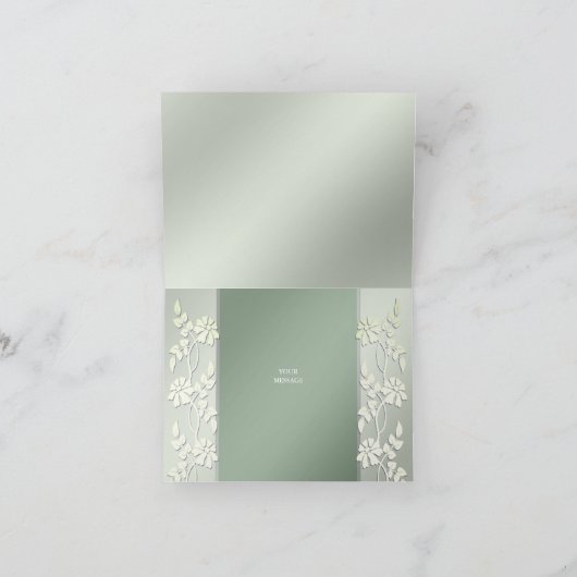 Groen Geel Bloemen Dank u kaart (Binnen)