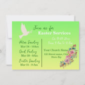 Groen & Geel Bloemen Paaskerk Uitnodiging (Achterkant)