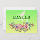 Groen & Geel Bloemen Paaskerk Uitnodiging (Voorkant)