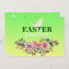 Groen & Geel Bloemen Paaskerk Uitnodiging