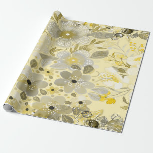 Groen & geel bloemmotief cadeaupapier