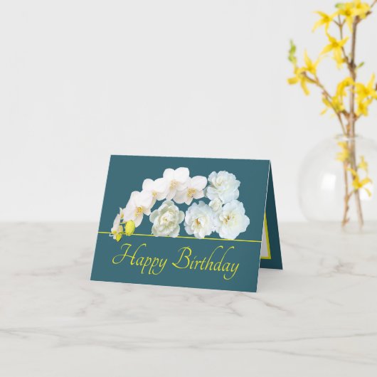 Groen Geel Boeket Witte Bloemen Gelukkige Verjaard Kaart (Gele Bloem)