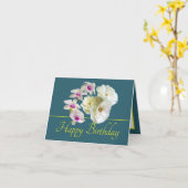 Groen Geel Boeket Witte Rozen Orchideeën Verjaarda Kaart (Gele Bloem)
