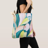 Groen & Geel Botanisch Aquarel Abstracte Kunst Tote Bag (Dichtbij)