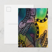 Groen Geel Botanische Abstracte Briefkaart (Voorkant / Achterkant)