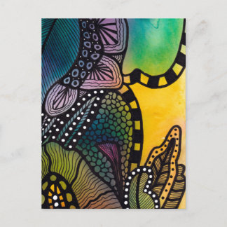 Groen Geel Botanische Abstracte Briefkaart