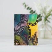 Groen Geel Botanische Abstracte Briefkaart (Staand voorkant)