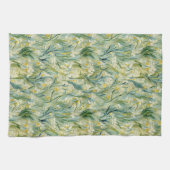 Groen Geel Botanische Iris Patroon Keuken Handdoek (Horizontaal)