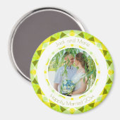 Groen Geel Bruiloft Keepsake Fotocadeau Magneet (Voorkant / Achterkant)