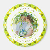 Groen Geel Bruiloft Keepsake Fotocadeau Magneet (Voorkant)
