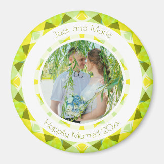  Groen Geel Bruiloft Keepsake Fotocadeau Magneet