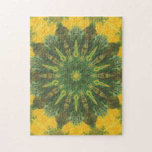 Groen Geel Bruin Geometrische Kaleidoscoop Puzzels