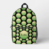 Groen Geel Bubble Dot Zwart Achtergrond Naam Bedrukte Rugzak (Voorkant)