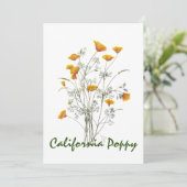 Groen geel Californië Poppy Waterverf schilderen Bedankkaart (Staand voorkant)