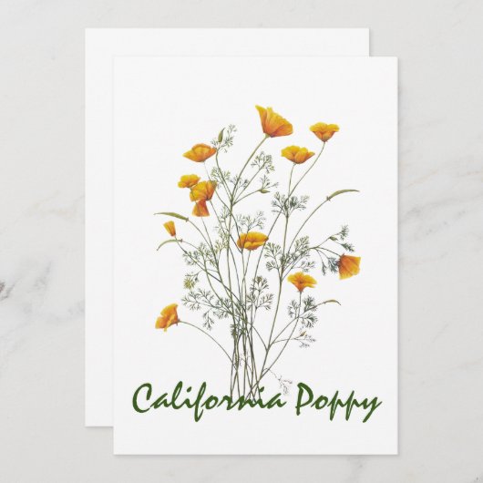 Groen geel Californië Poppy Waterverf schilderen Bedankkaart (Voorkant / Achterkant)
