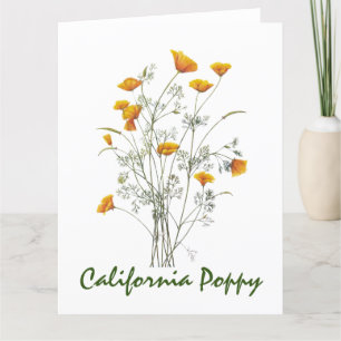 Groen geel Californië Poppy Waterverf schilderen Bedankkaart