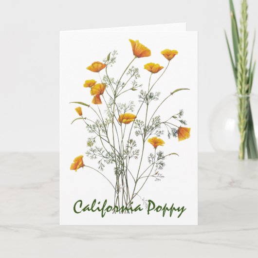 Groen geel Californië Poppy Waterverf schilderen Kaart (Voorkant)