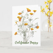Groen geel Californië Poppy Waterverf schilderen Kaart (Gele Bloem)