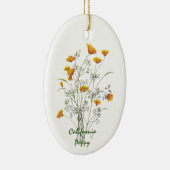 Groen geel Californië Poppy Waterverf schilderen Keramisch Ornament (Rechts)