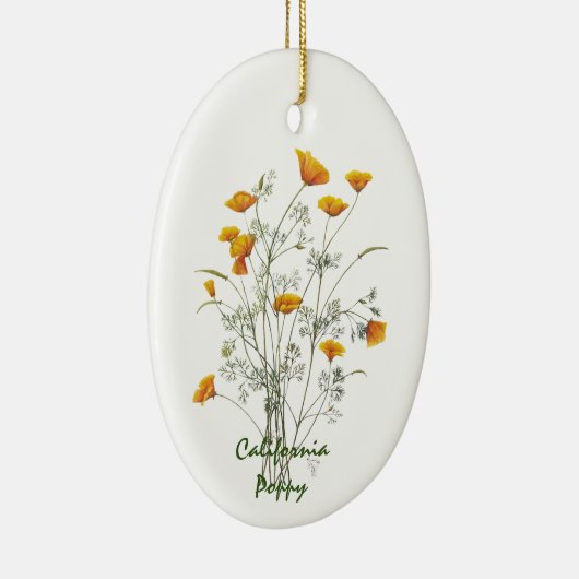 Groen geel Californië Poppy Waterverf schilderen Keramisch Ornament (Rechts)