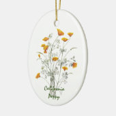 Groen geel Californië Poppy Waterverf schilderen Keramisch Ornament (Links)