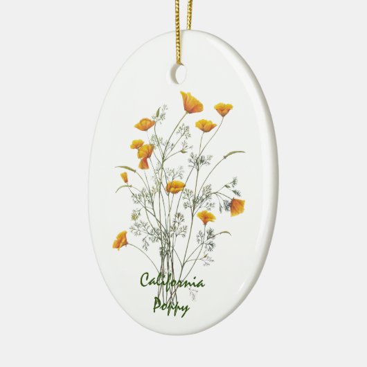 Groen geel Californië Poppy Waterverf schilderen Keramisch Ornament (Links)